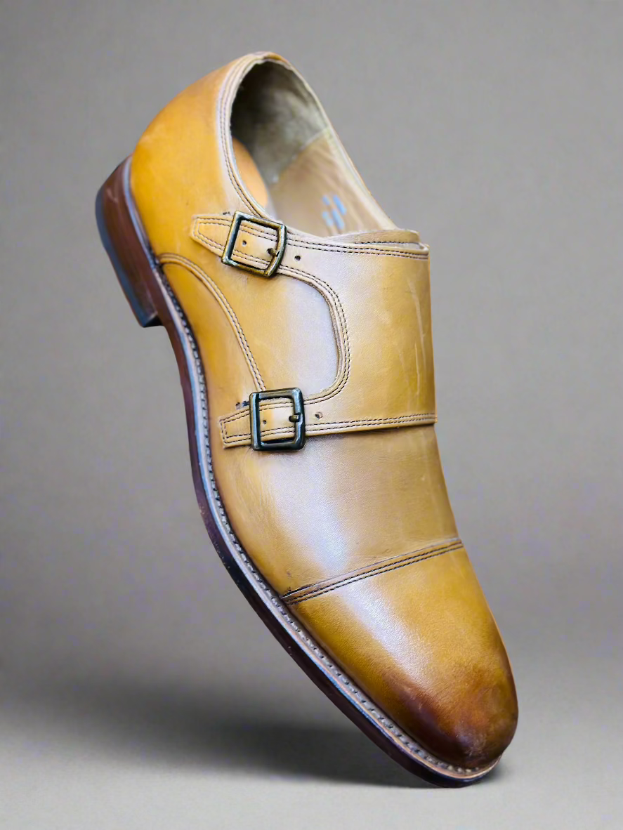 Allen Edmonds Tan Double Monk Good Year Welted Formal