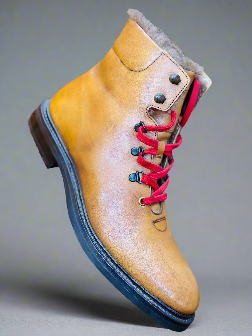 Loding Tan Good Year Welted Boot With Furr