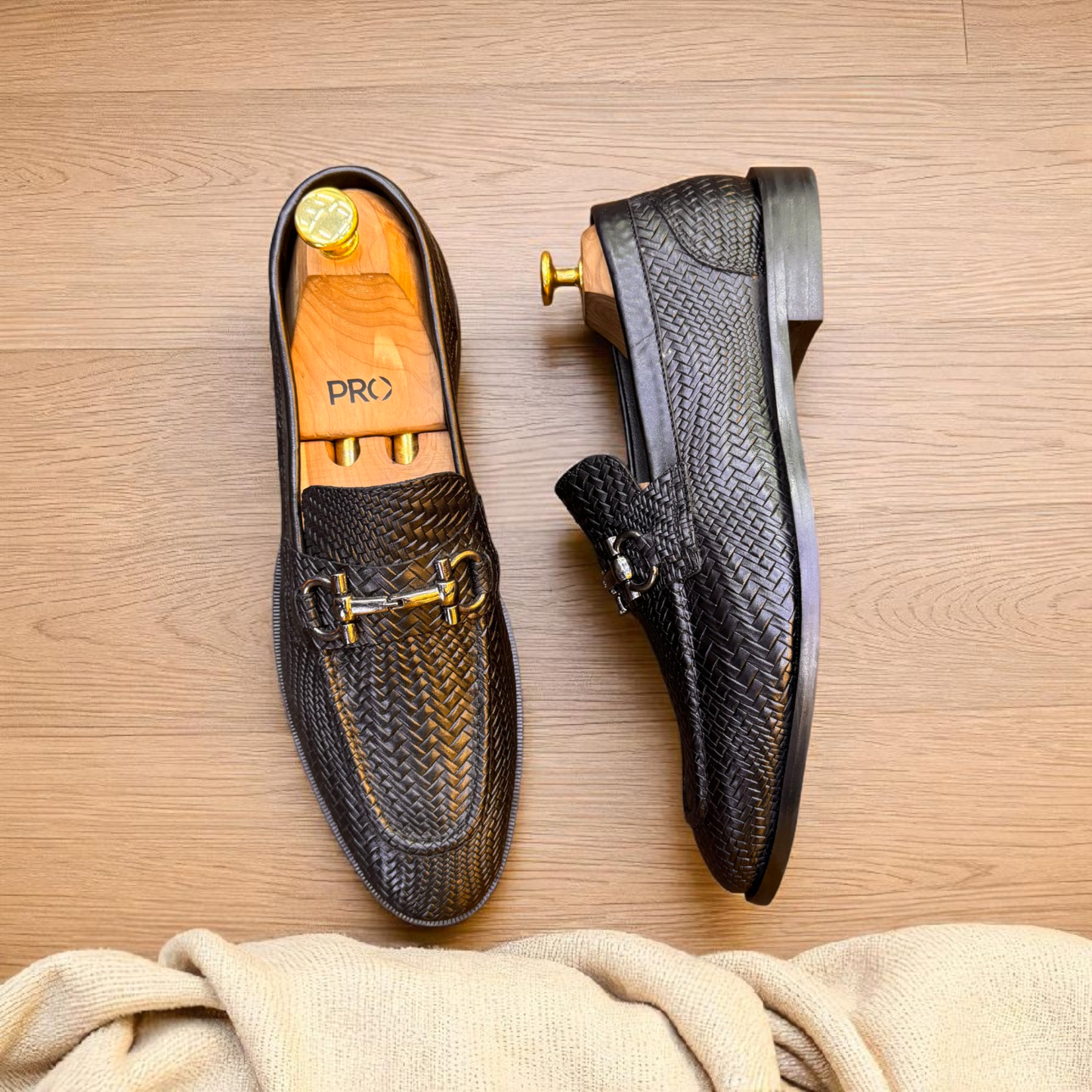 Marks London Black Snack Pattern With Buckle Penny Loafer