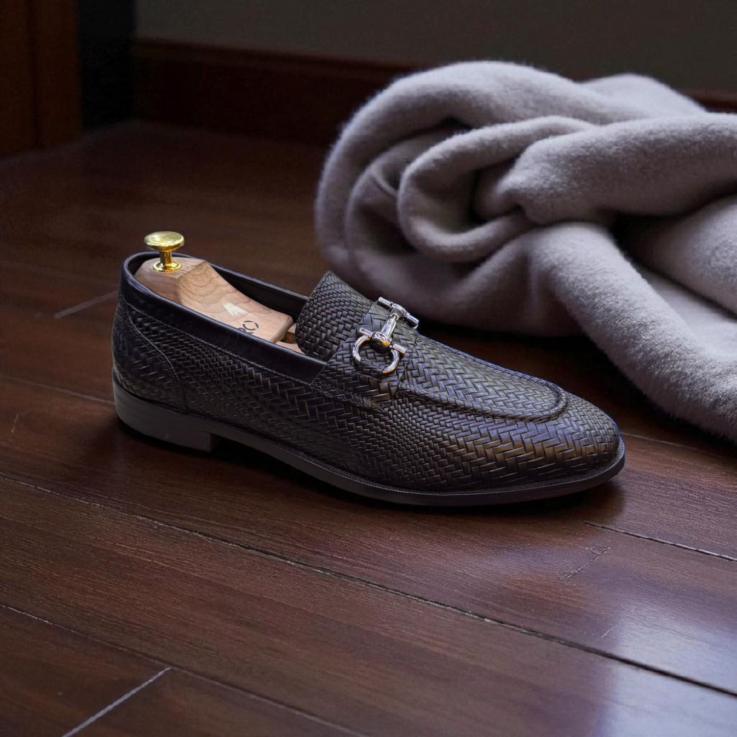 Marks London Black Snack Pattern With Buckle Penny Loafer