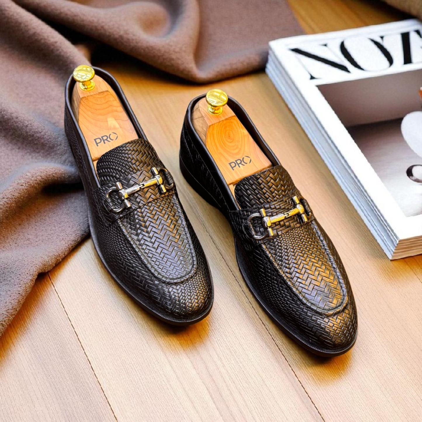 Marks London Black Snack Pattern With Buckle Penny Loafer