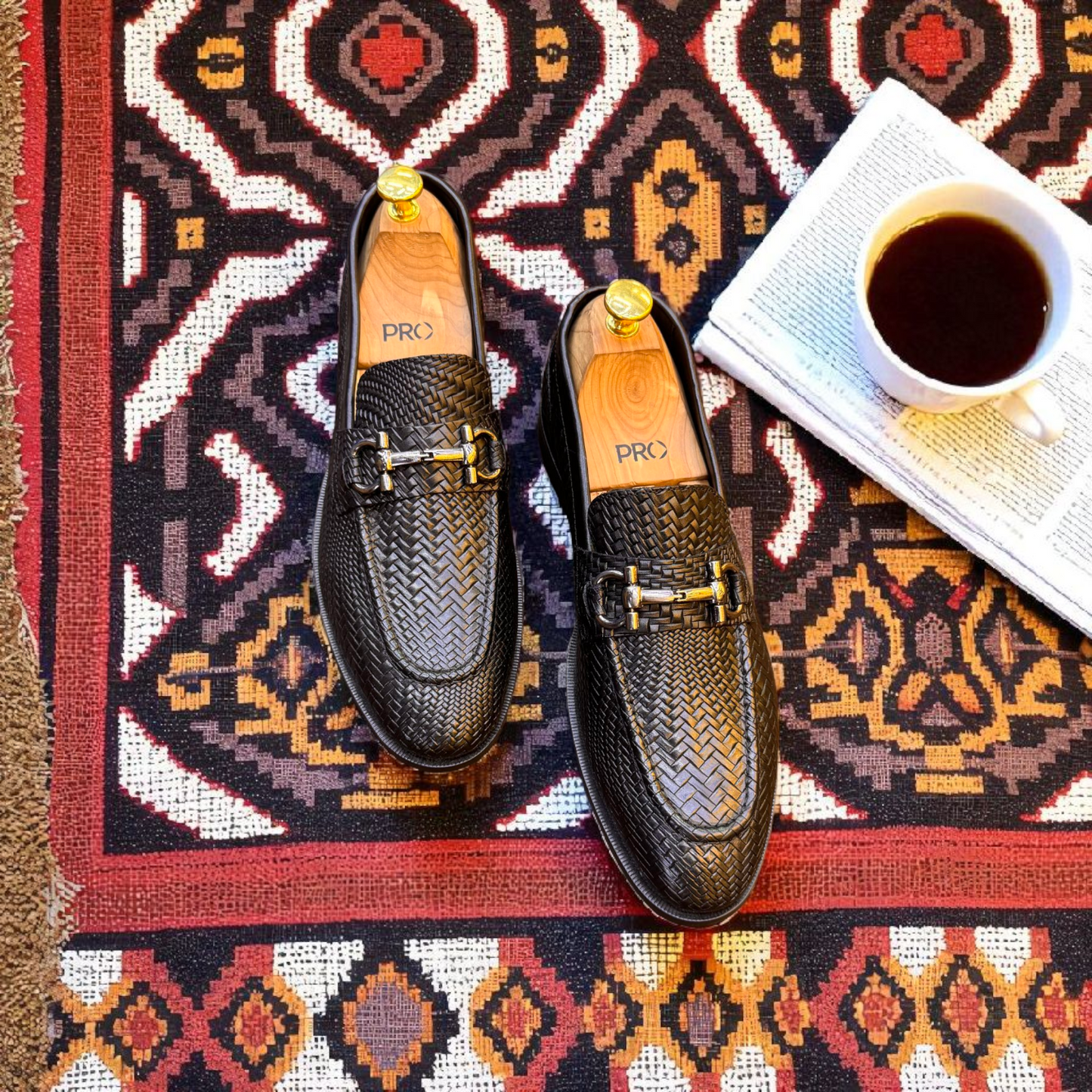 Marks London Black Snack Pattern With Buckle Penny Loafer