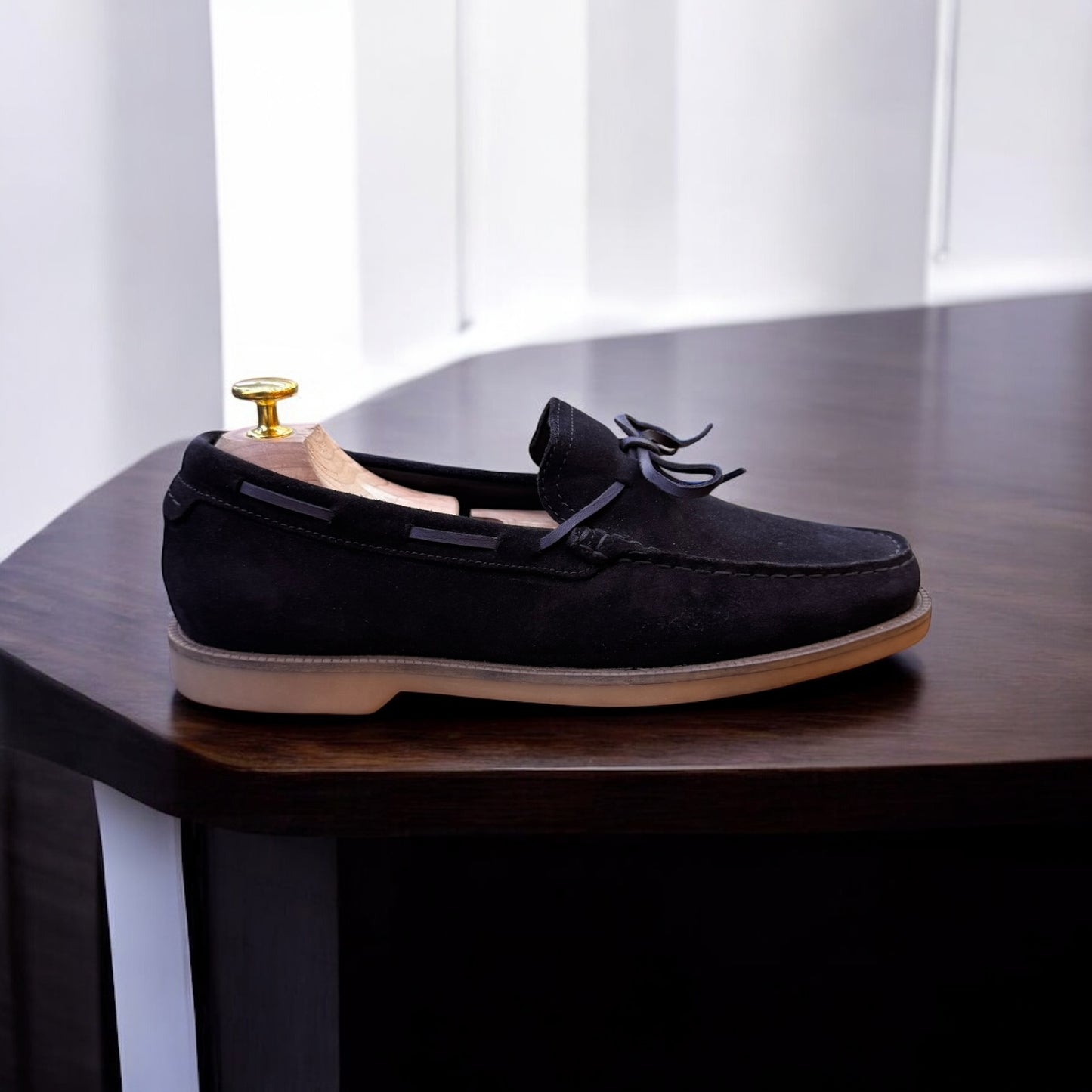 Zara Blue Suede Brown Sole Loafer