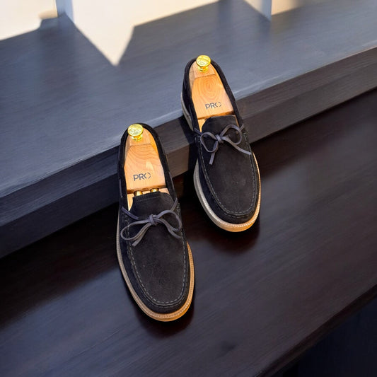Zara Blue Suede Brown Sole Loafer