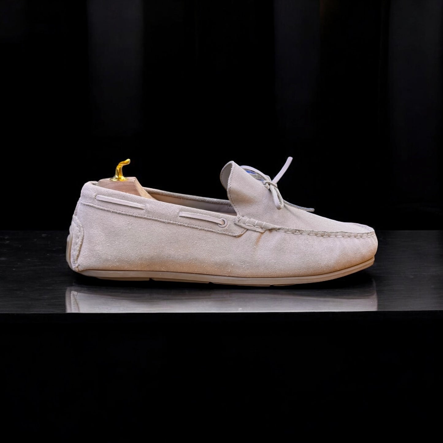 Zara Suede White Loafer