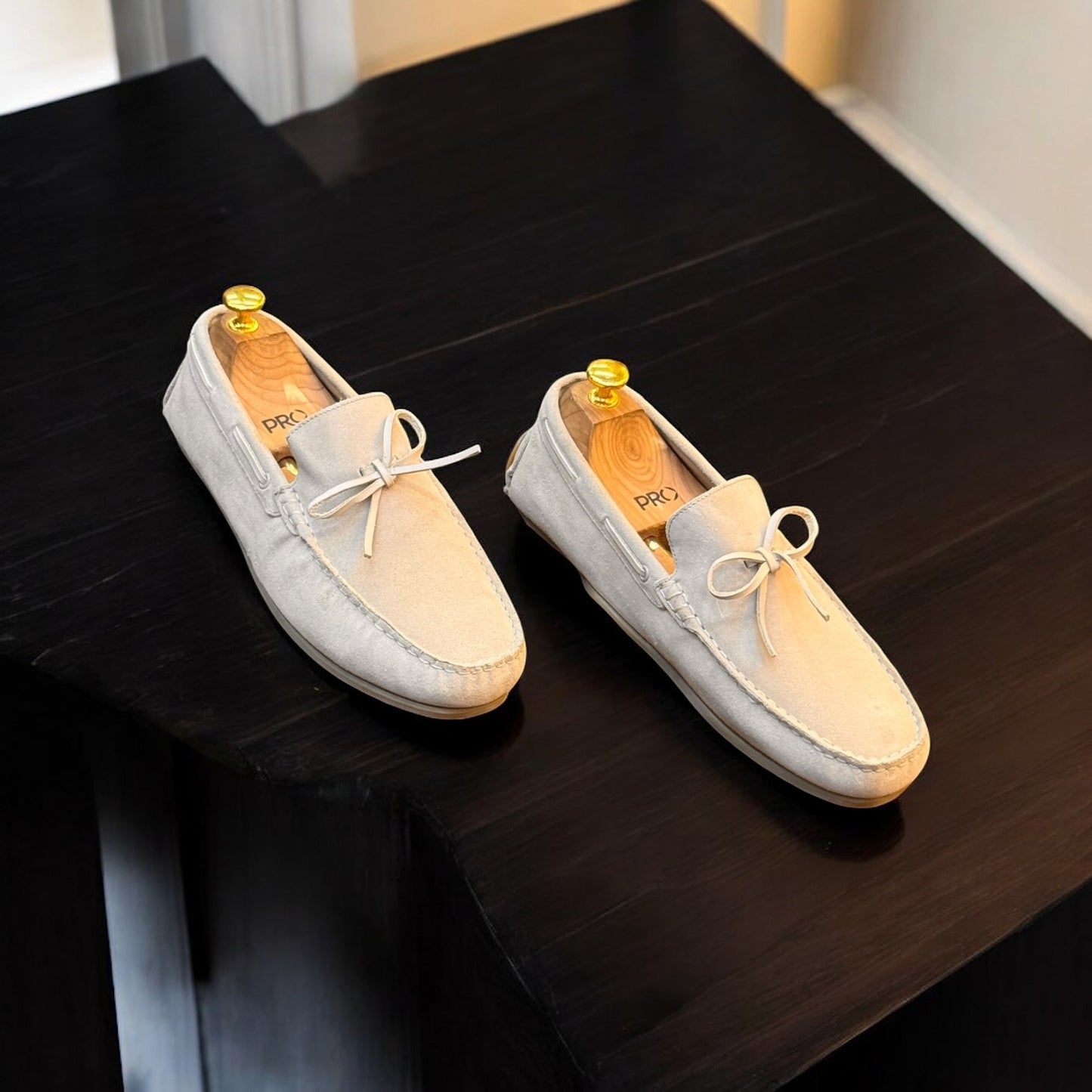 Zara Suede White Loafer