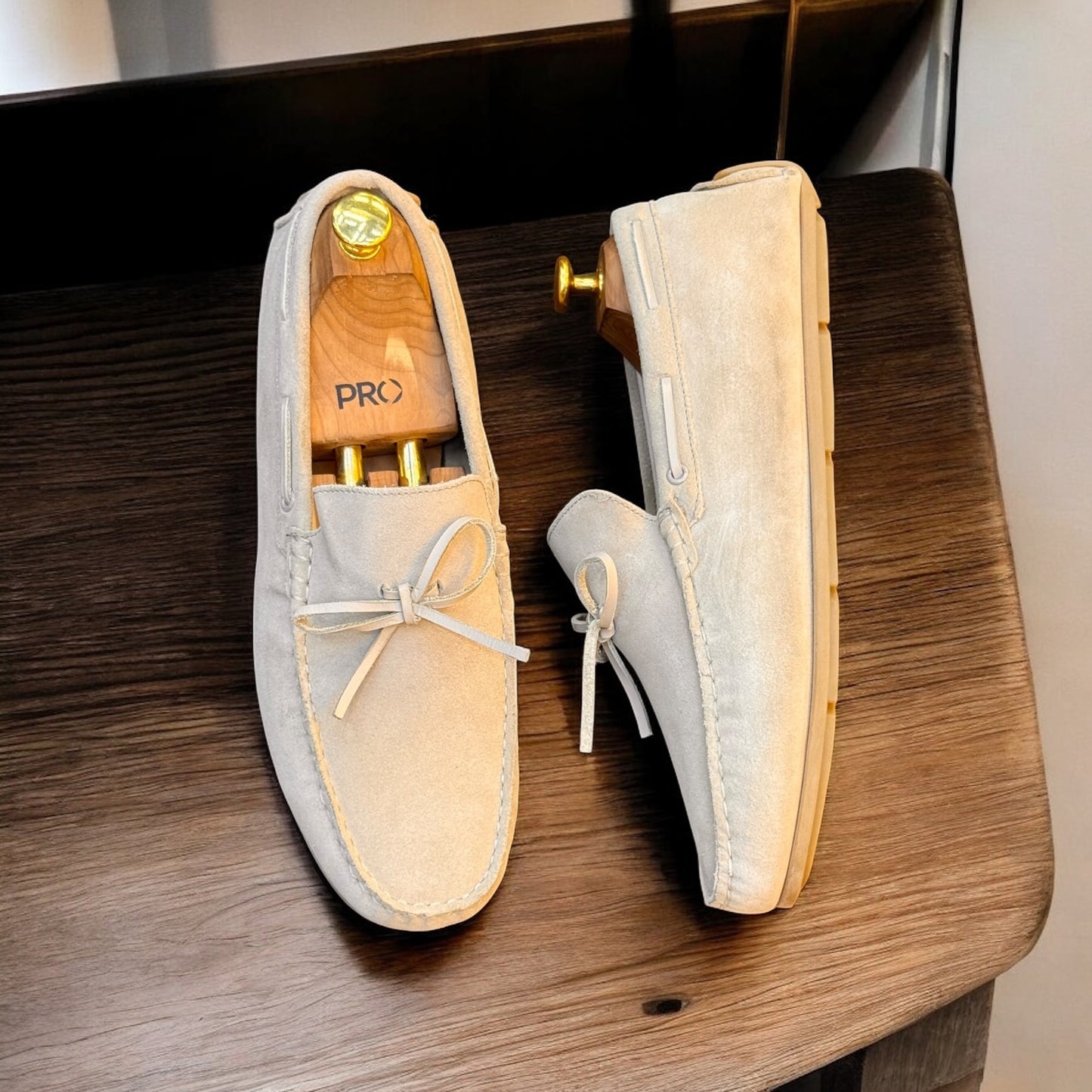 Zara Suede White Loafer