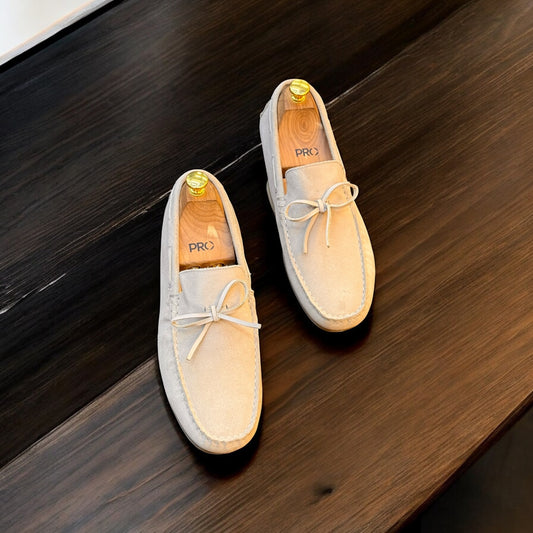 Zara Suede White Loafer