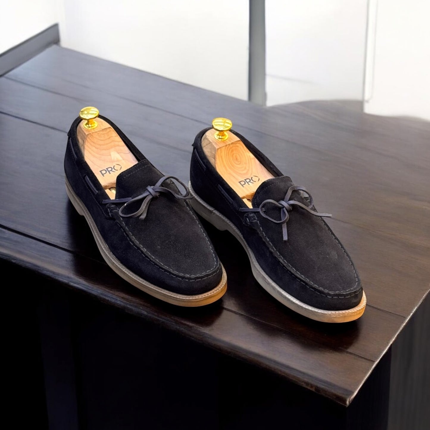 Zara Blue Suede Brown Sole Loafer