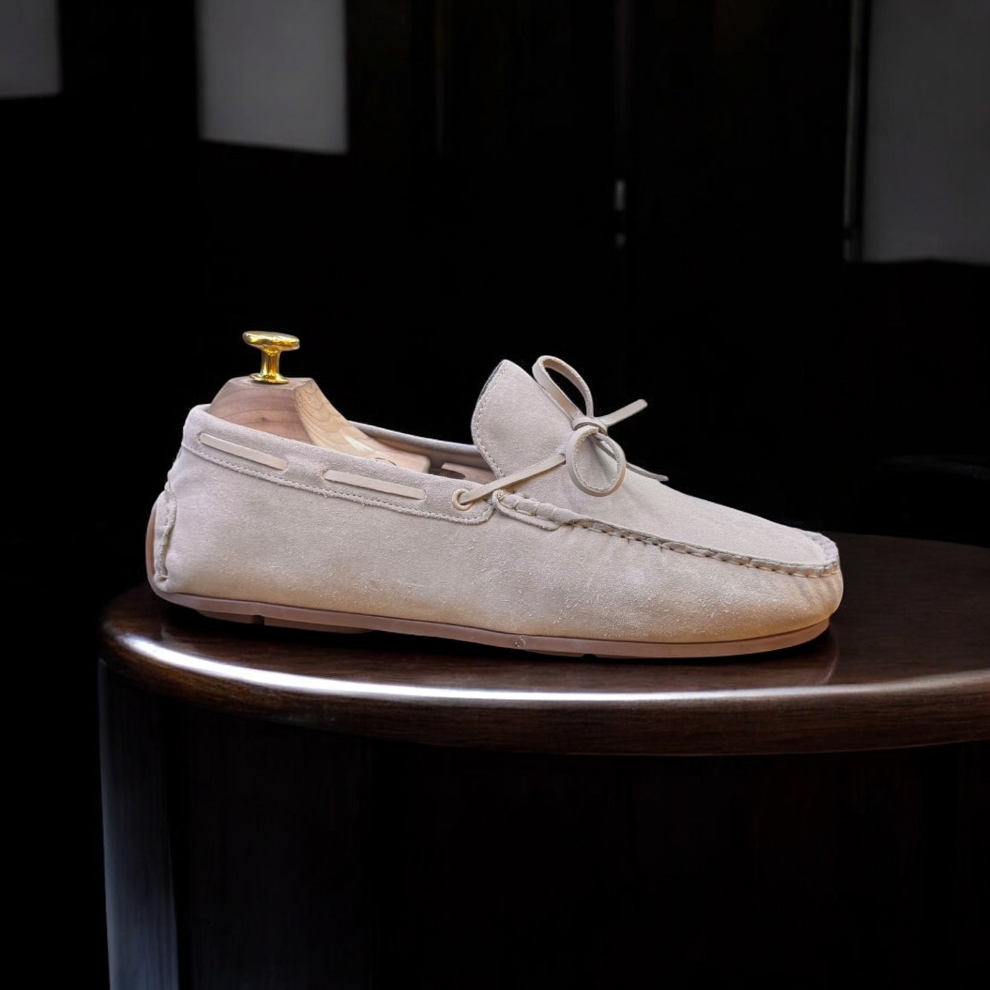 Zara Suede Off White Leather Laces Loafer