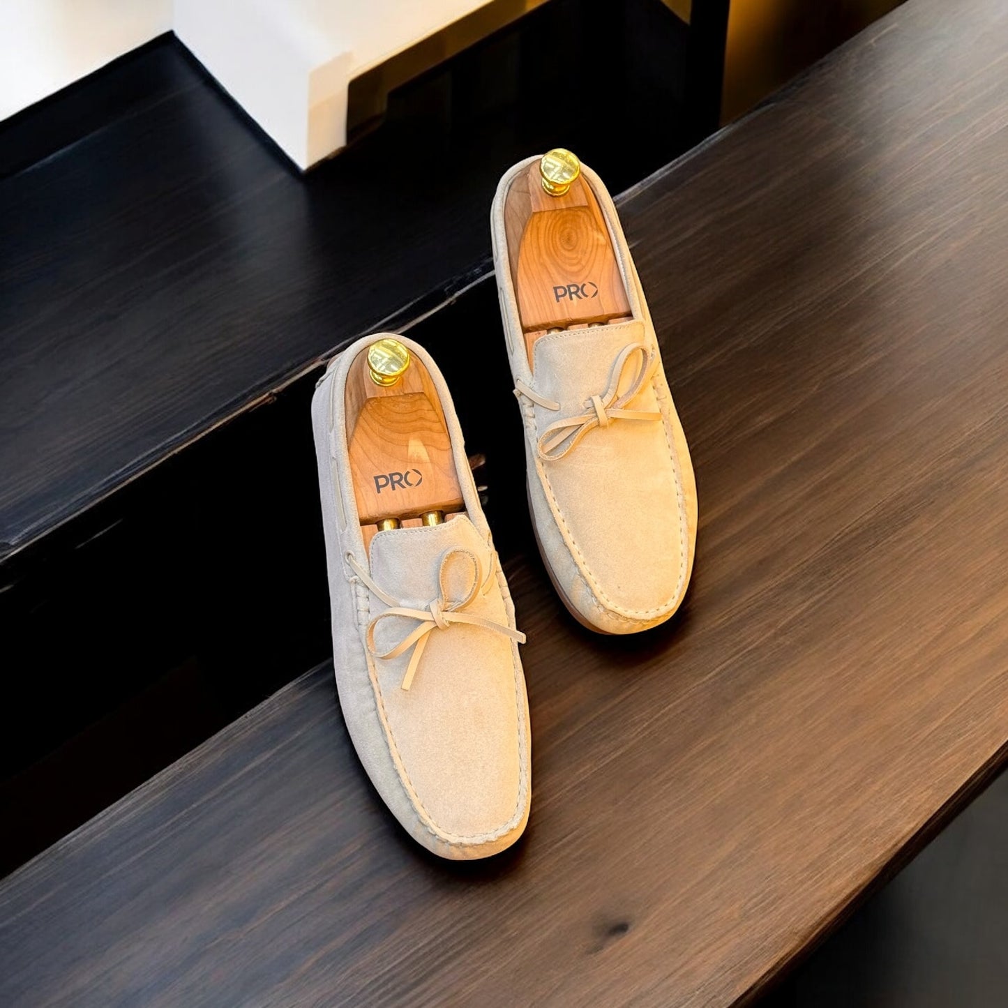 Zara Suede Off White Leather Laces Loafer