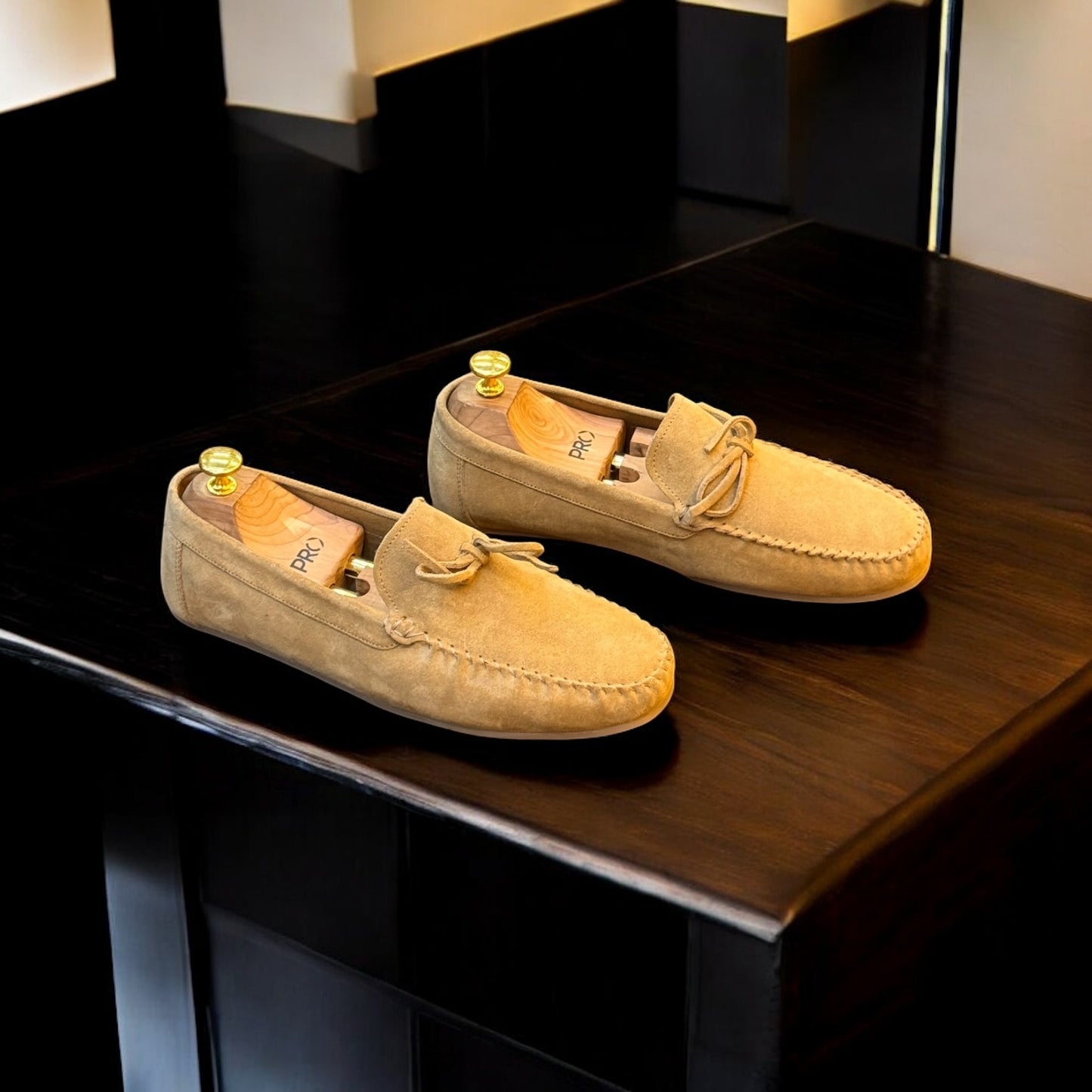 Zara Suede Camel Loafer with Leather laces