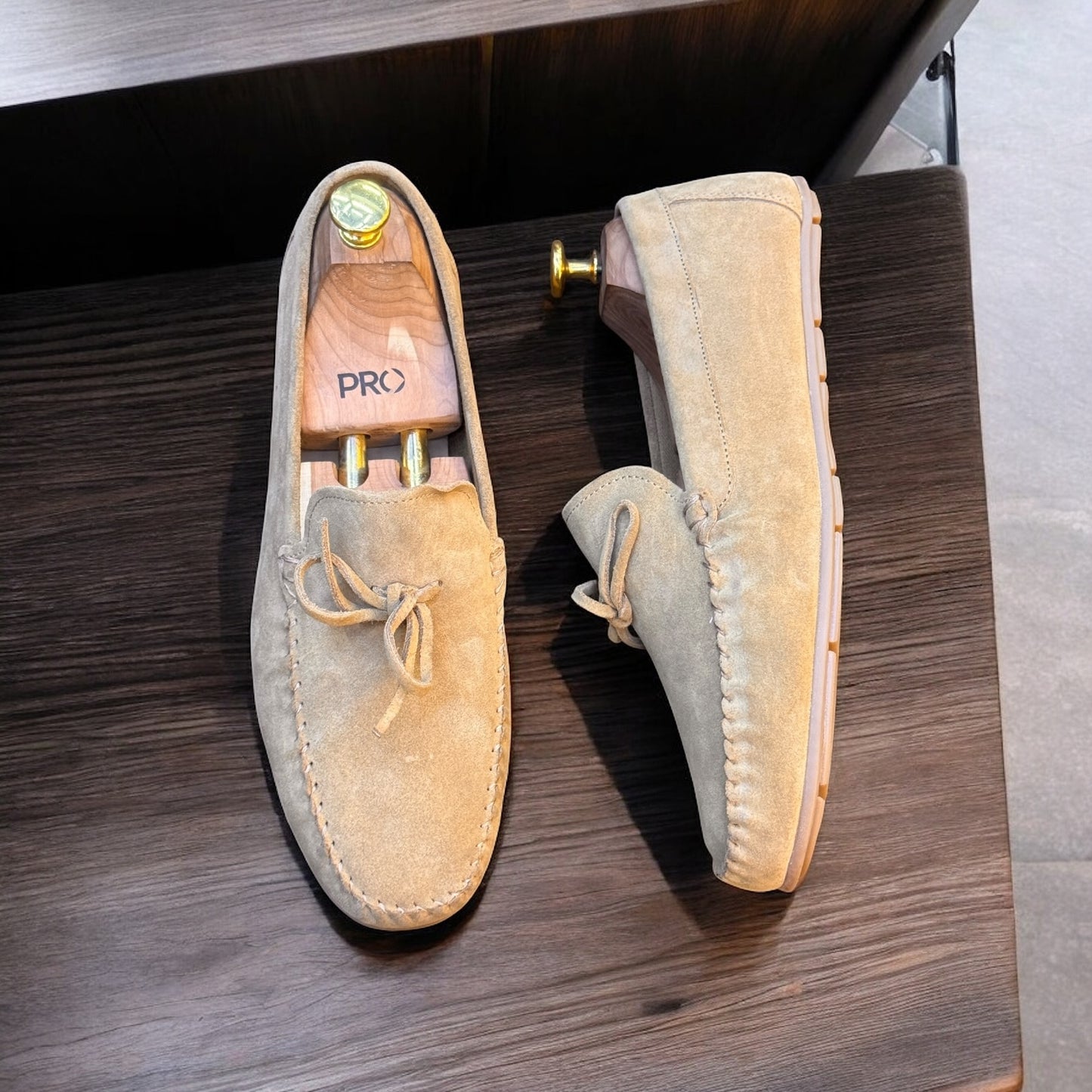 Zara Suede Camel Loafer with Leather laces