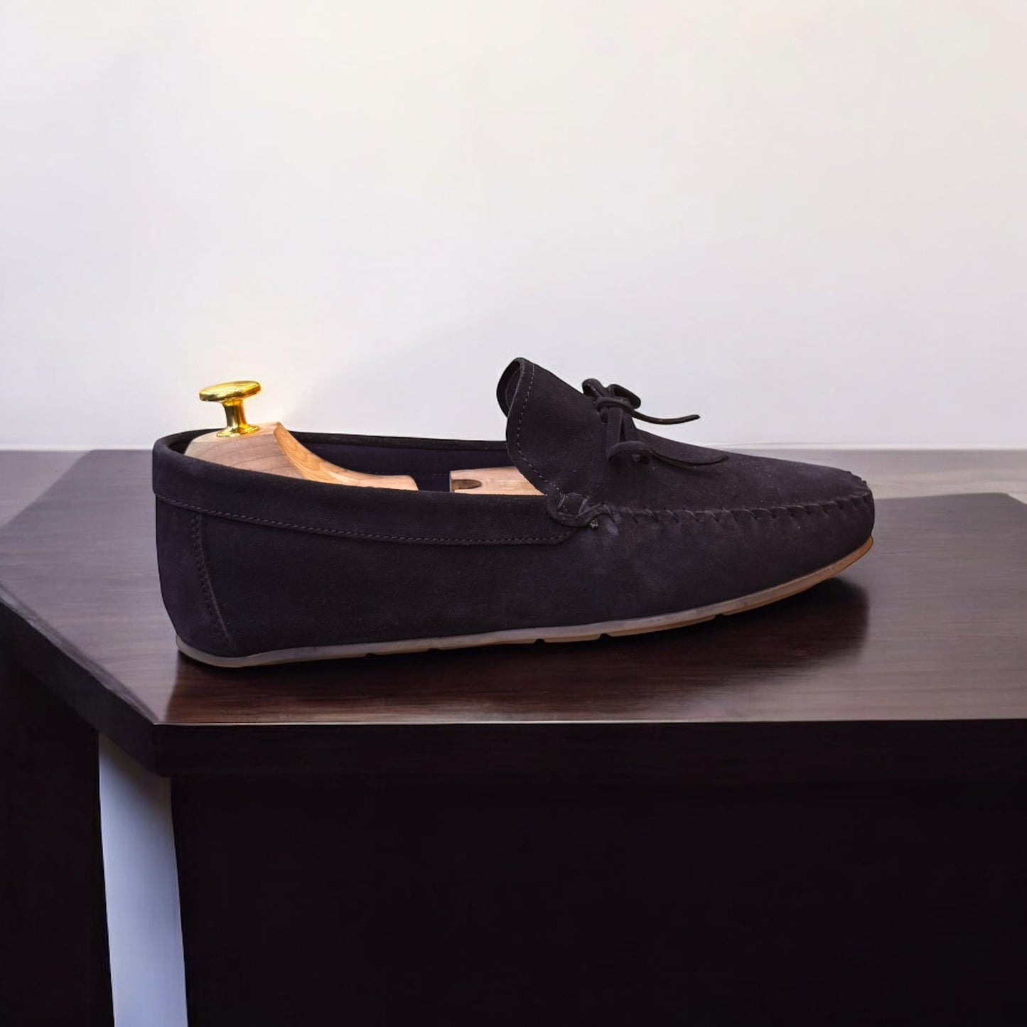 Zara Blue Suede Driving Loafer with Blue Leather Laces