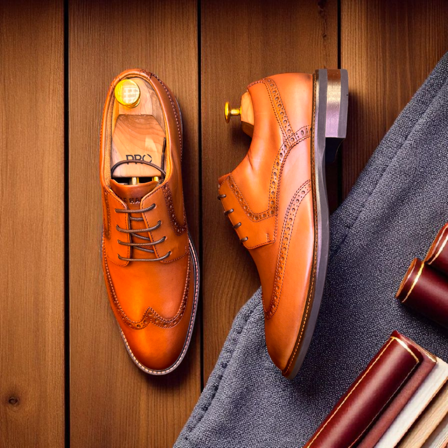 Colehaan Tan Brogue Formal Shoes