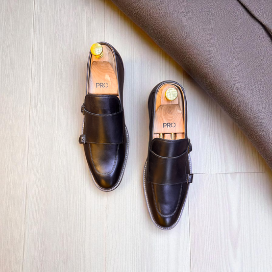 Colehaan Black Loafer Style Double Monk