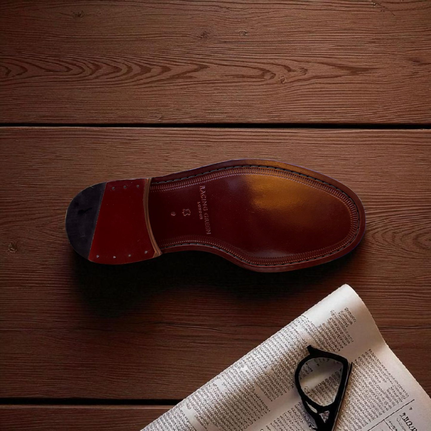 Racing green Black Brogue Good Year Welted Shoes