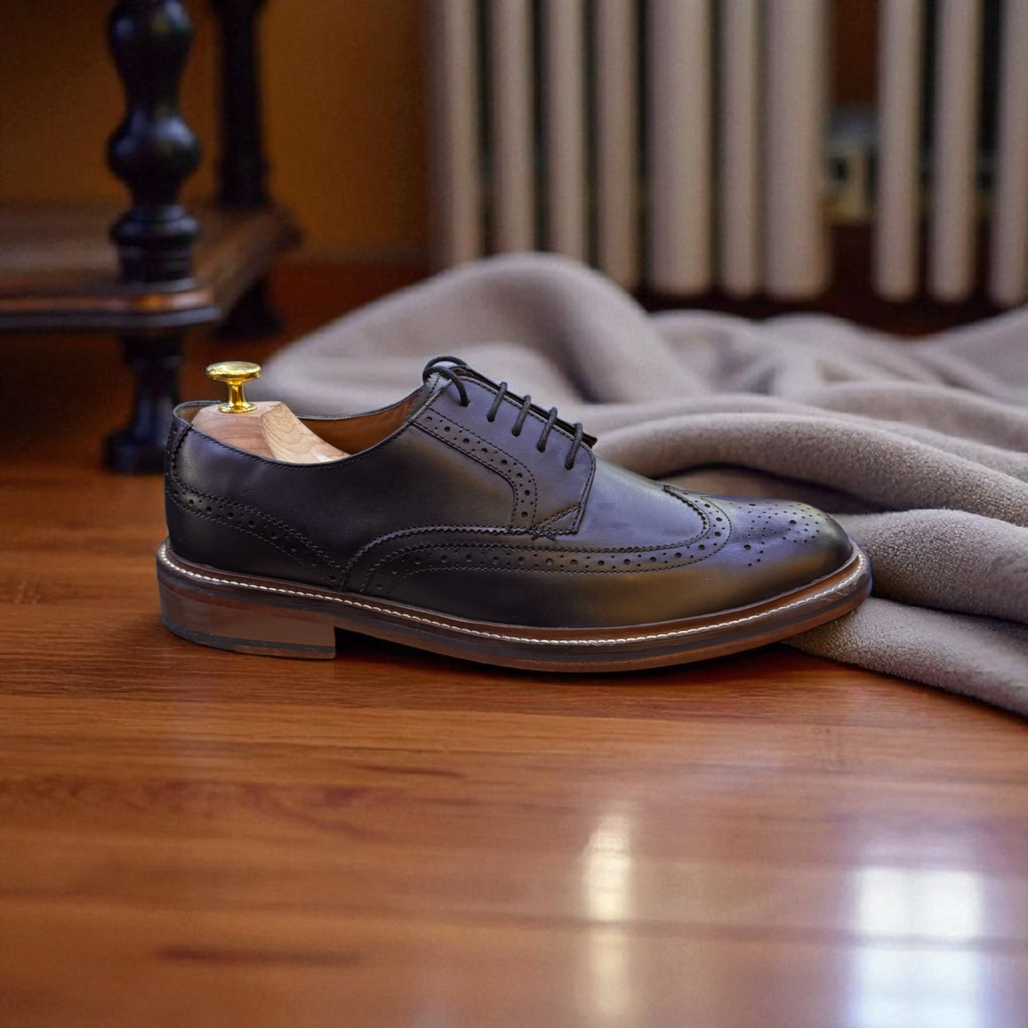 Racing green Black Brogue Good Year Welted Shoes