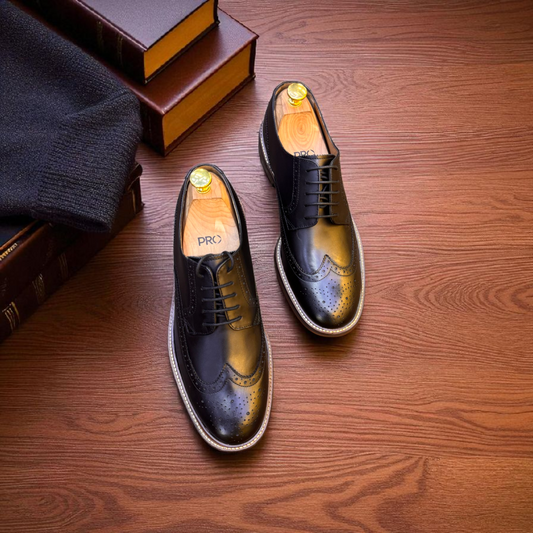 Racing green Black Brogue Good Year Welted Shoes