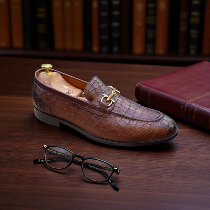 Marks London Tan Crocko Penny Loafer