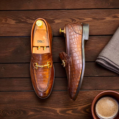 Marks London Tan Crocko Penny Loafer