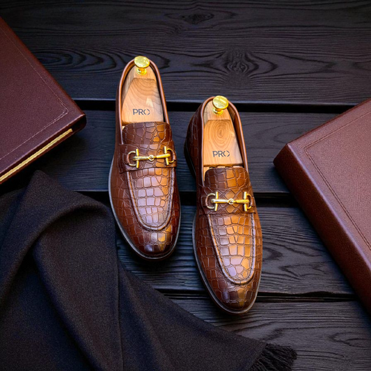 Marks London Tan Crocko Penny Loafer