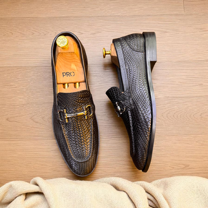 Marks London Black Snack Pattern With Buckle Penny Loafer