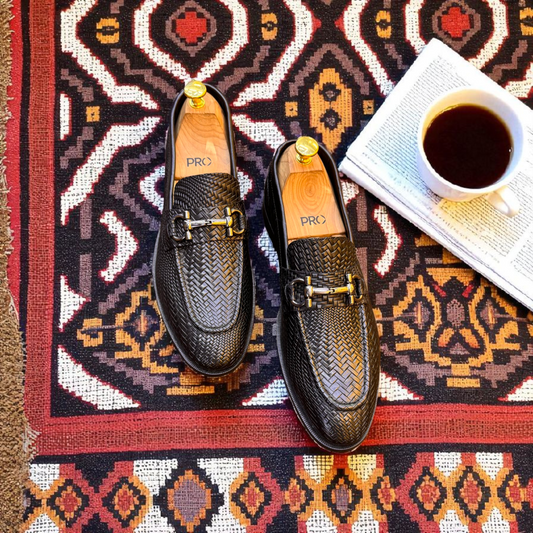 Marks London Black Snack Pattern With Buckle Penny Loafer
