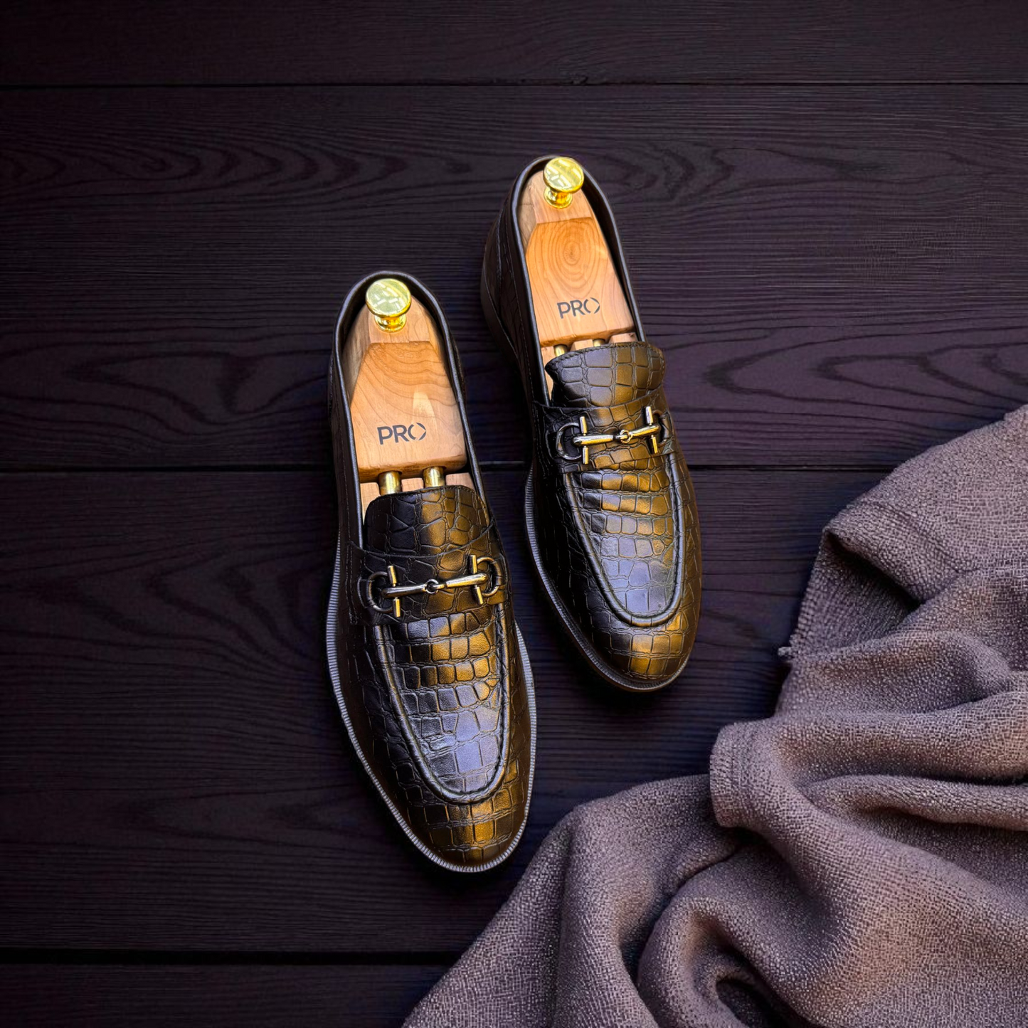Marks London Crocko Pattern with Buckle Penny Loafer