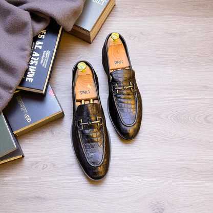 Marks London Crocko Pattern with Buckle Penny Loafer