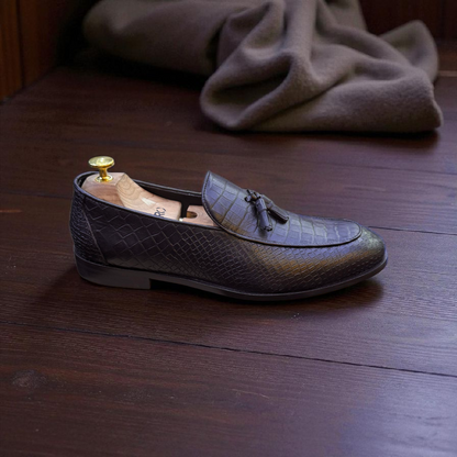 Marks London Black Tussle Crocko Pattern Loafer