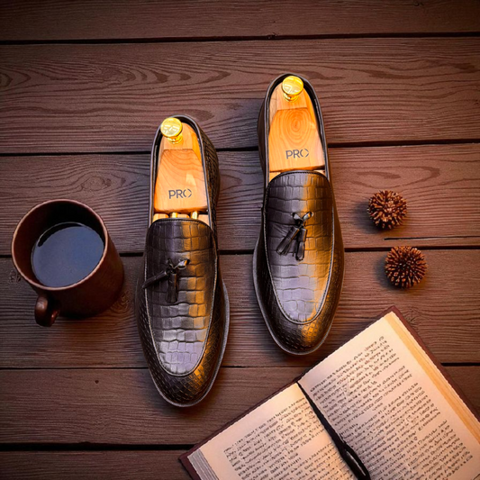 Marks London Black Tussle Crocko Pattern Loafer