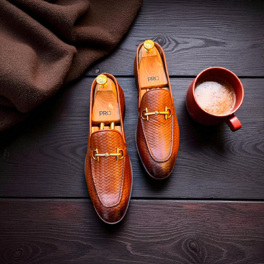 Marks London Tan Buckle Snack Pattern Penny Loafer