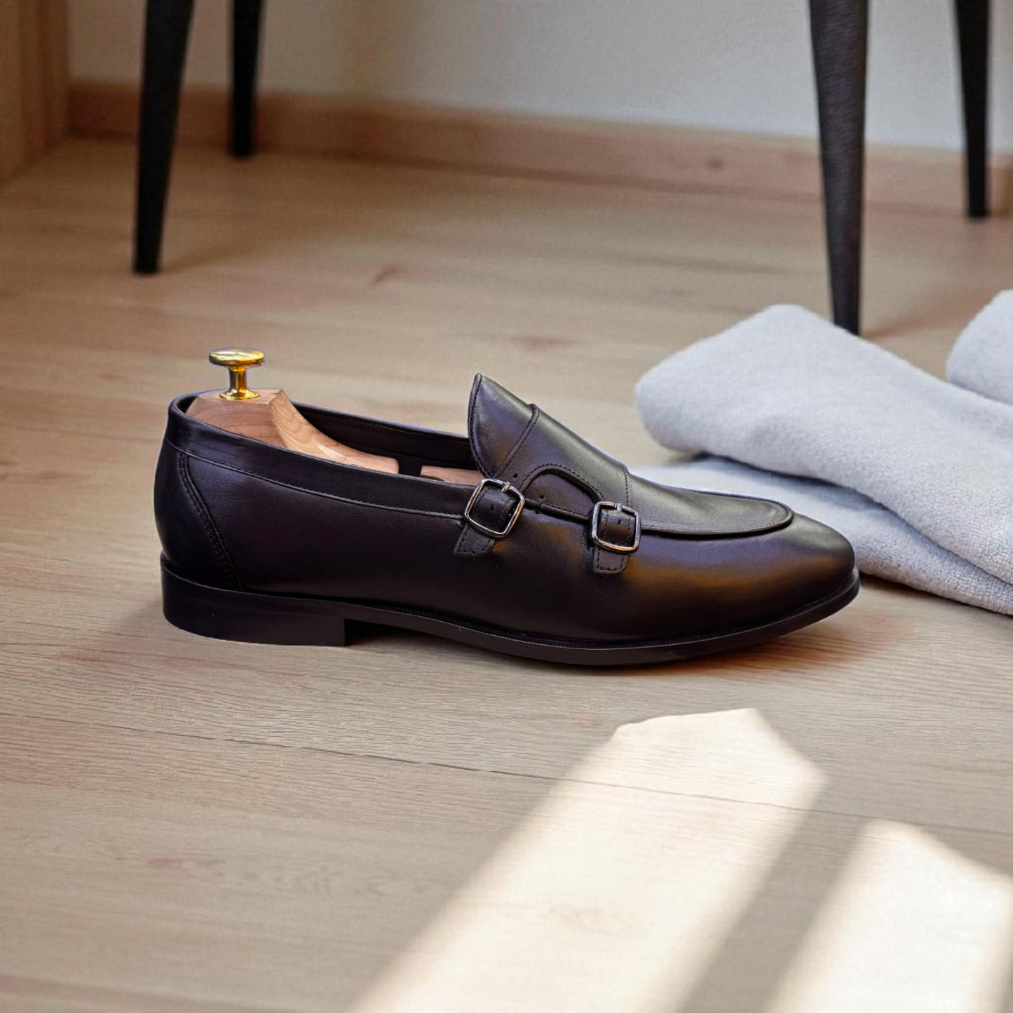 Marks London Black Double Monk