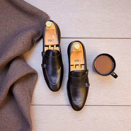 Marks London Black Double Monk