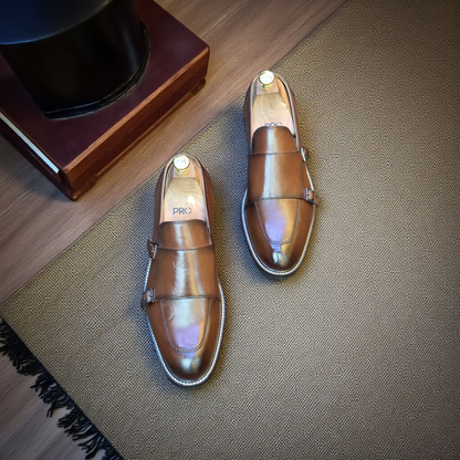 Colehaan Brown Double Monk Loafers Style