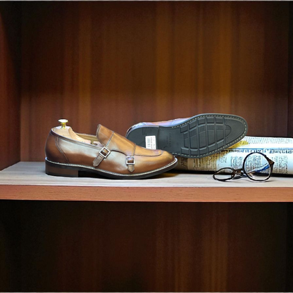 Colehaan Brown Double Monk Loafers Style