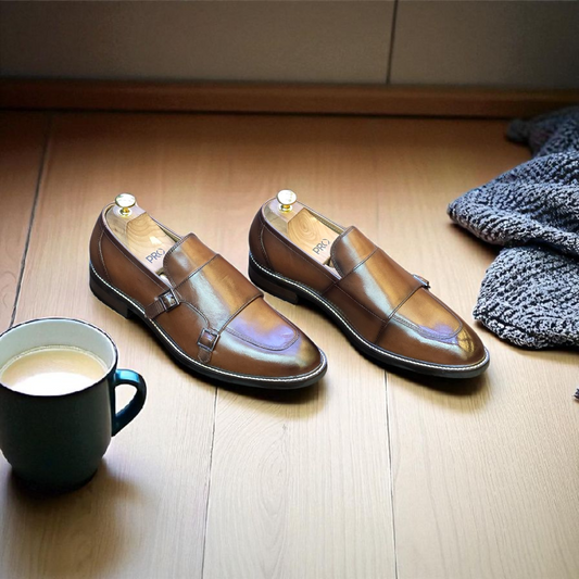 Colehaan Brown Double Monk Loafers Style