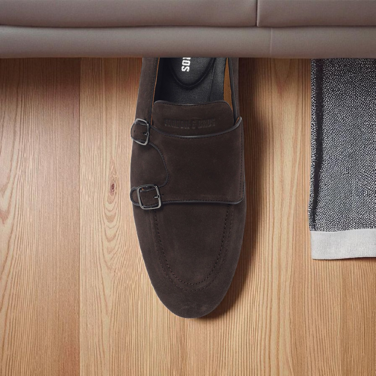 Gordon & Bros Brown Suede Double Monk Loafer Style