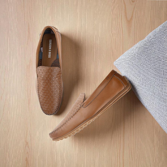 Gordon & Bros Tan Diamond Cut Driving Loafer