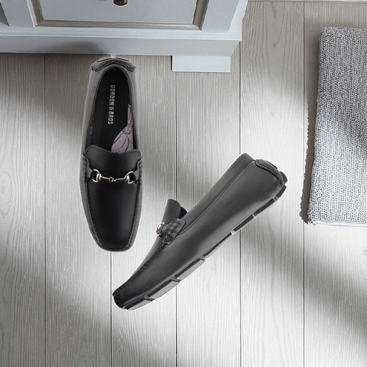 Gordon & Bros Black Buckle Driving Loafer