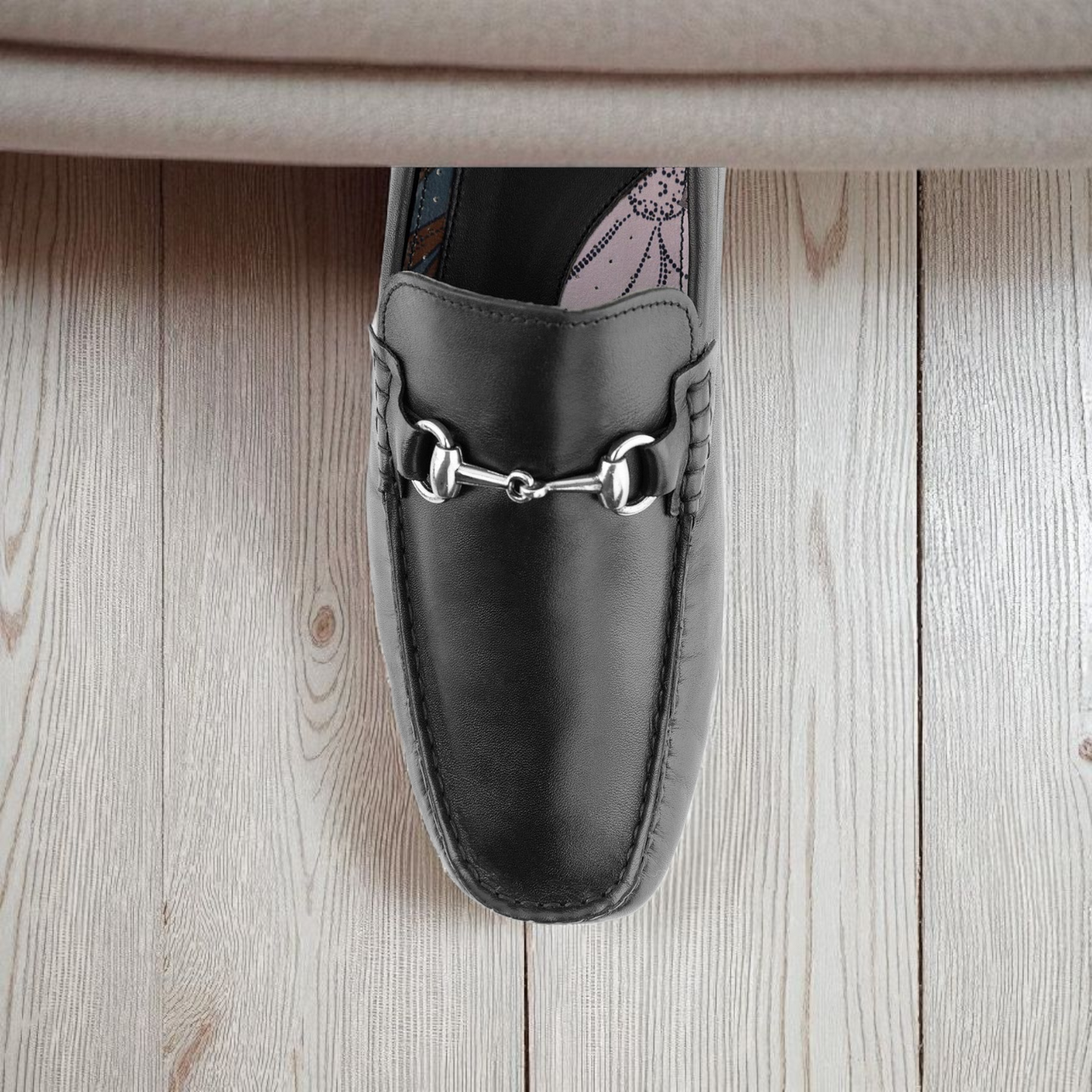 Gordon & Bros Black Buckle Driving Loafer