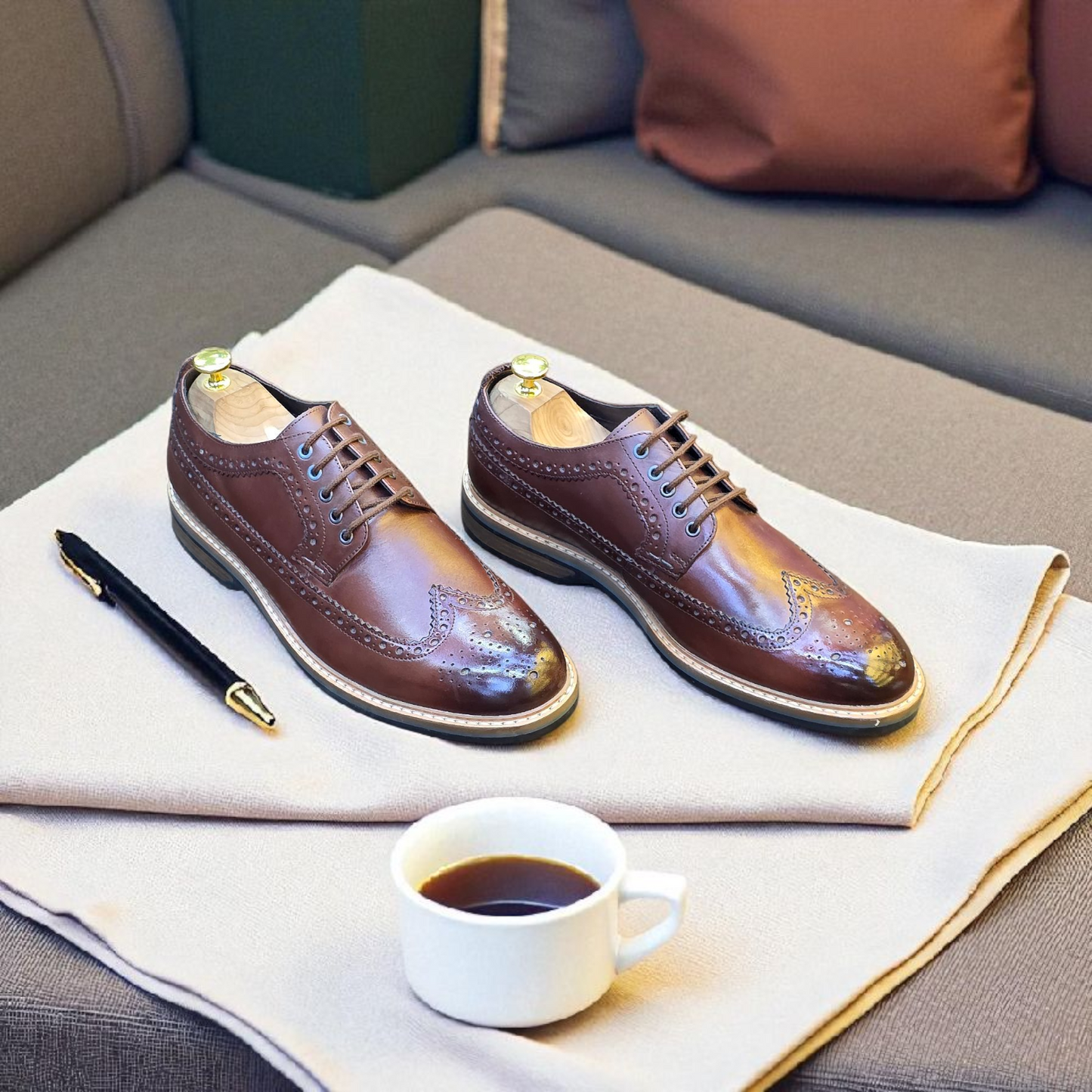 Clarks Brown Brogue Formal Shoes With Leather Sole