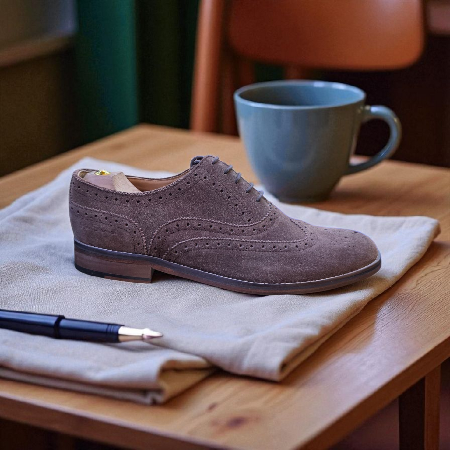 Racing Green Suede Brogue Formal Leather Sole