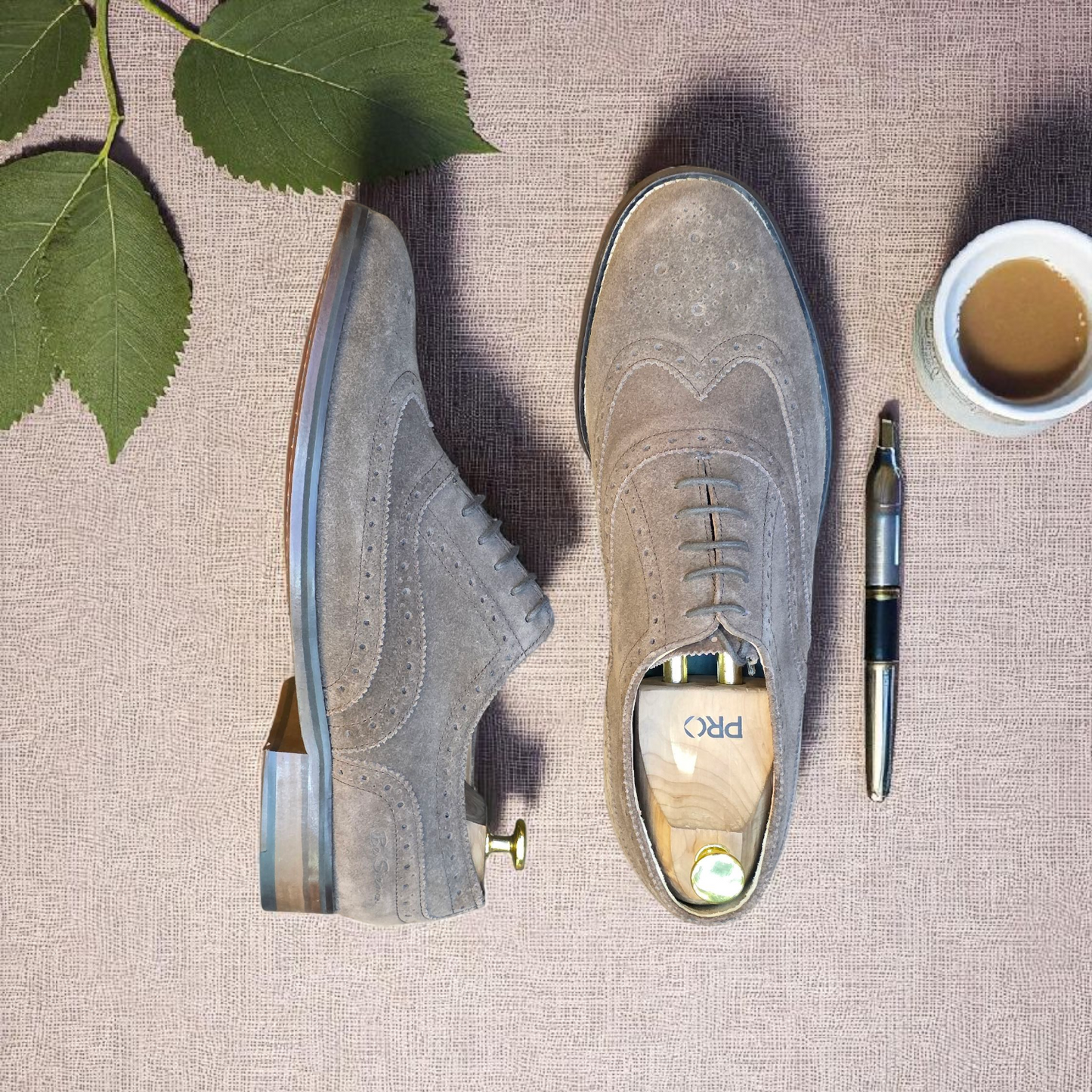 Racing Green Suede Brogue Formal Leather Sole