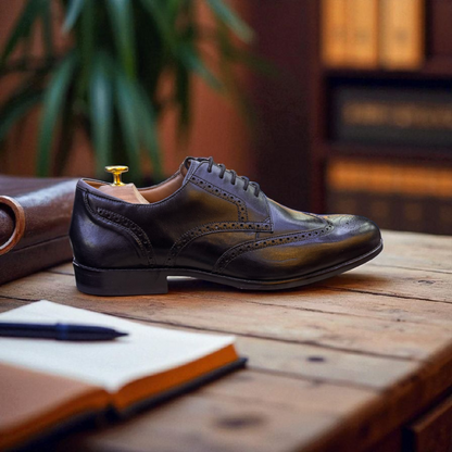 Clarks Black Brogue Leather Sole